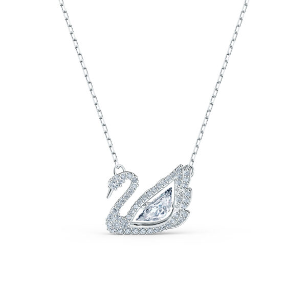 Swarovsk 5514421 Swan necklace, Swan, White, Rhodium plated