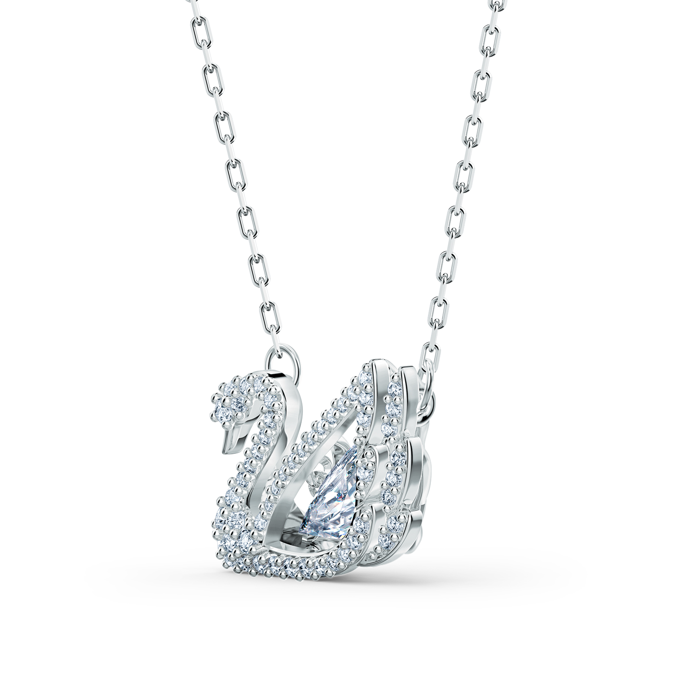 Swarovsk 5514421 Swan necklace, Swan, White, Rhodium plated