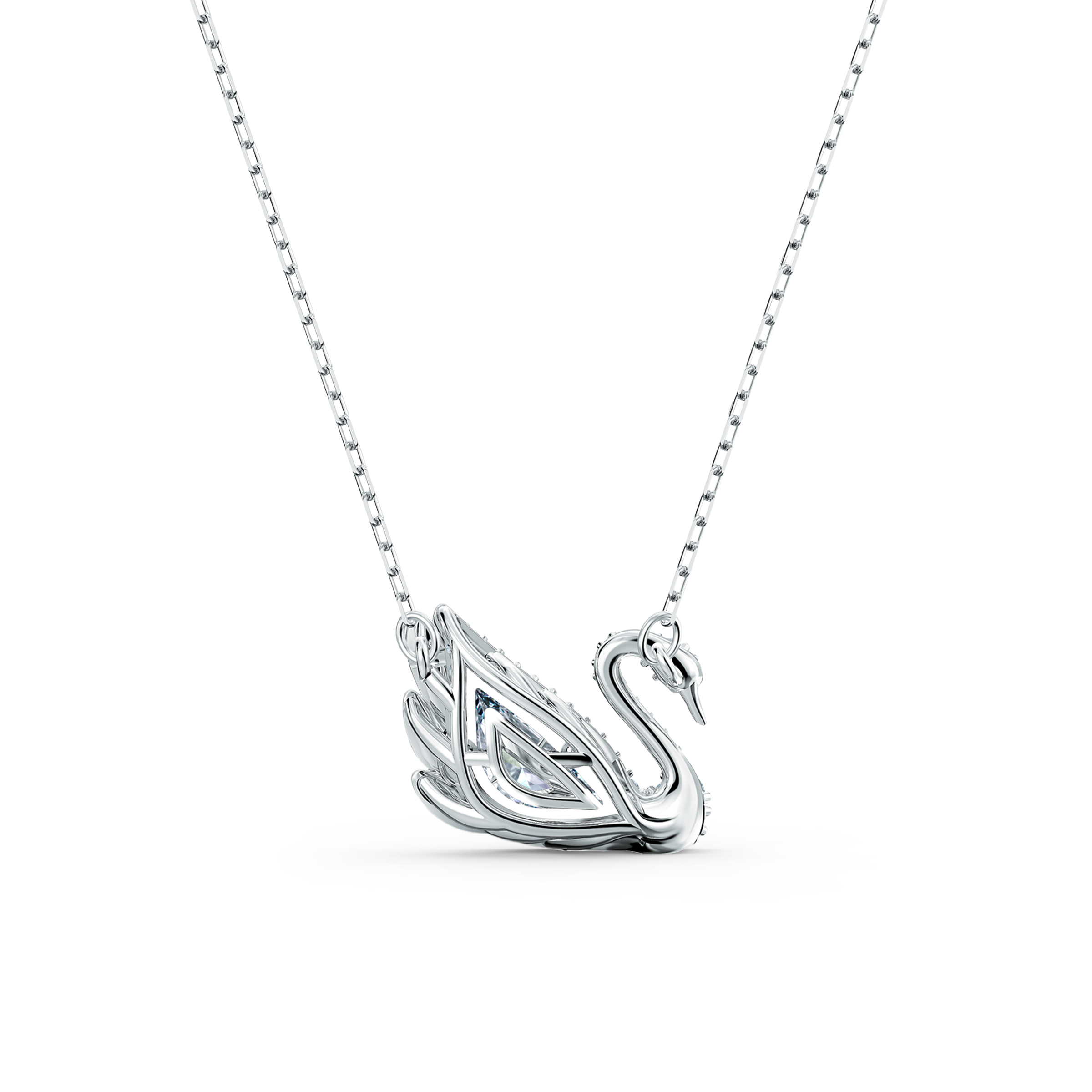 Swarovsk 5514421 Swan necklace, Swan, White, Rhodium plated