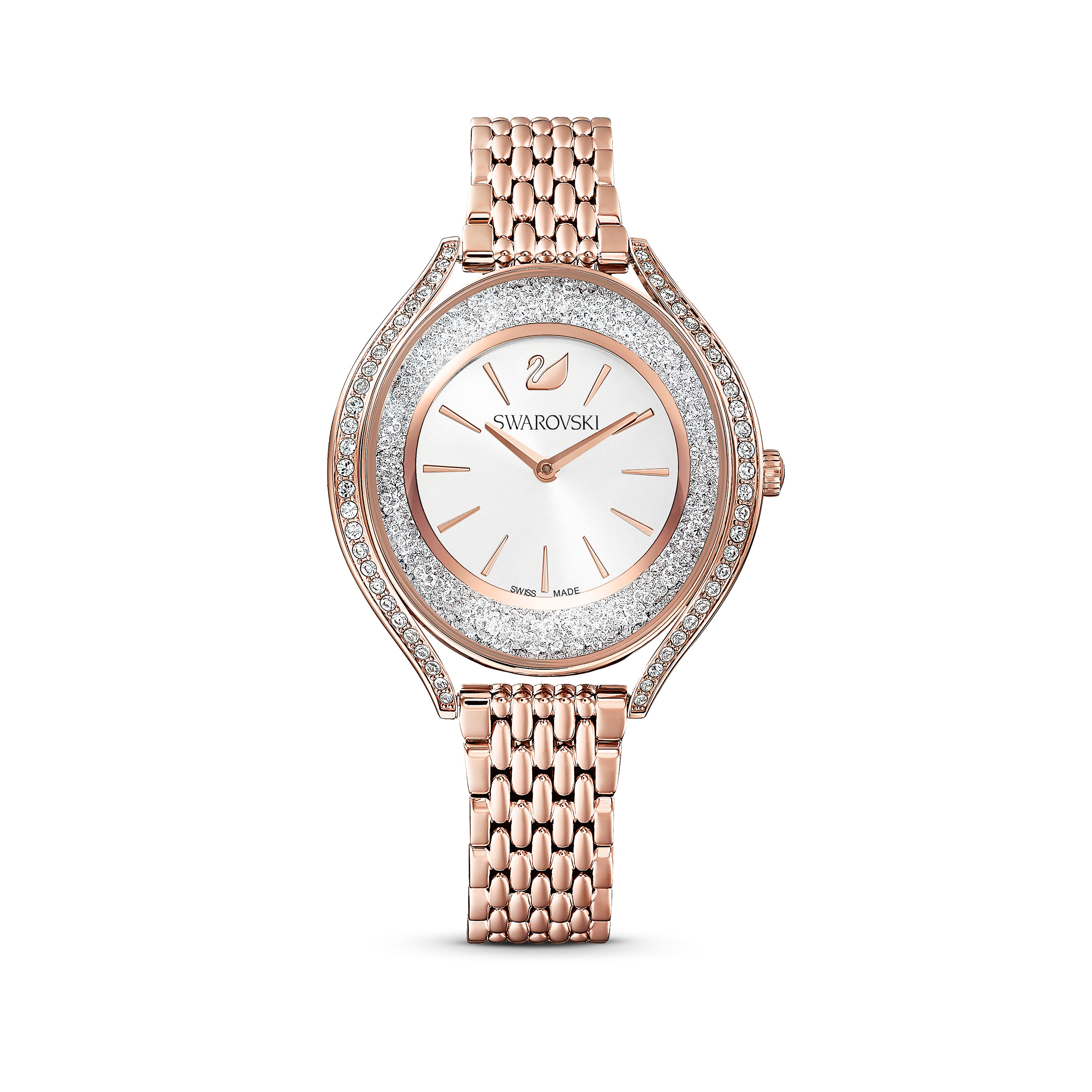 Crystalline Aura watch, Swiss Made, Metal bracelet, Rose gold tone, Rose gold-tone finish