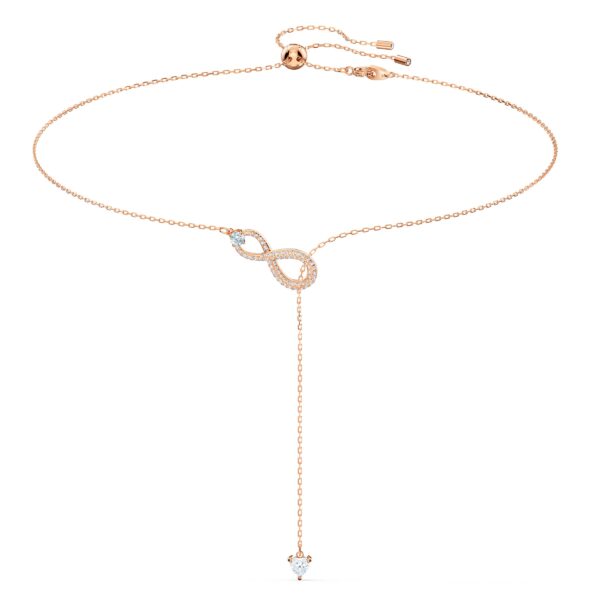 Swarovski Hyperbola Y Necklace, Infinity, White, Rose Gold-tone Plated