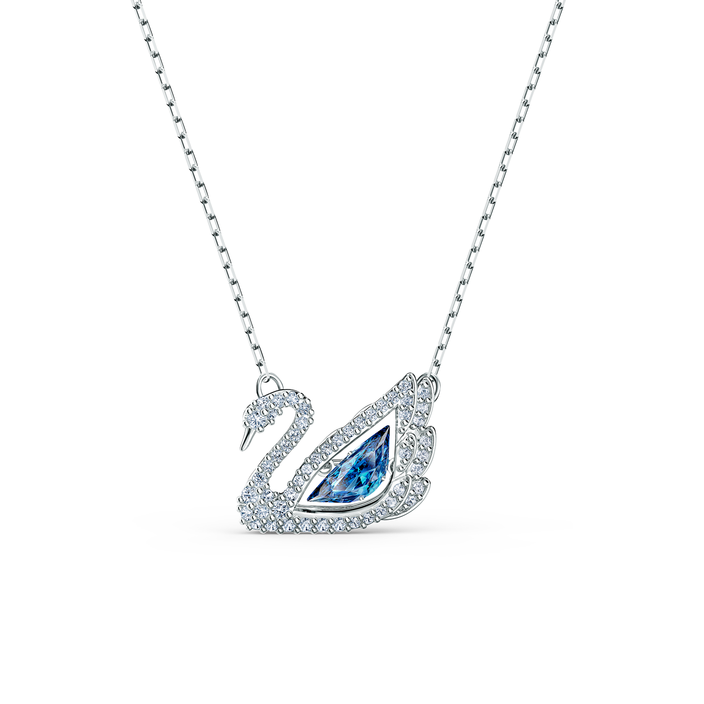 Swarovsk 5533397 Swan Necklace, Swan, Blue, Rhodium Plated