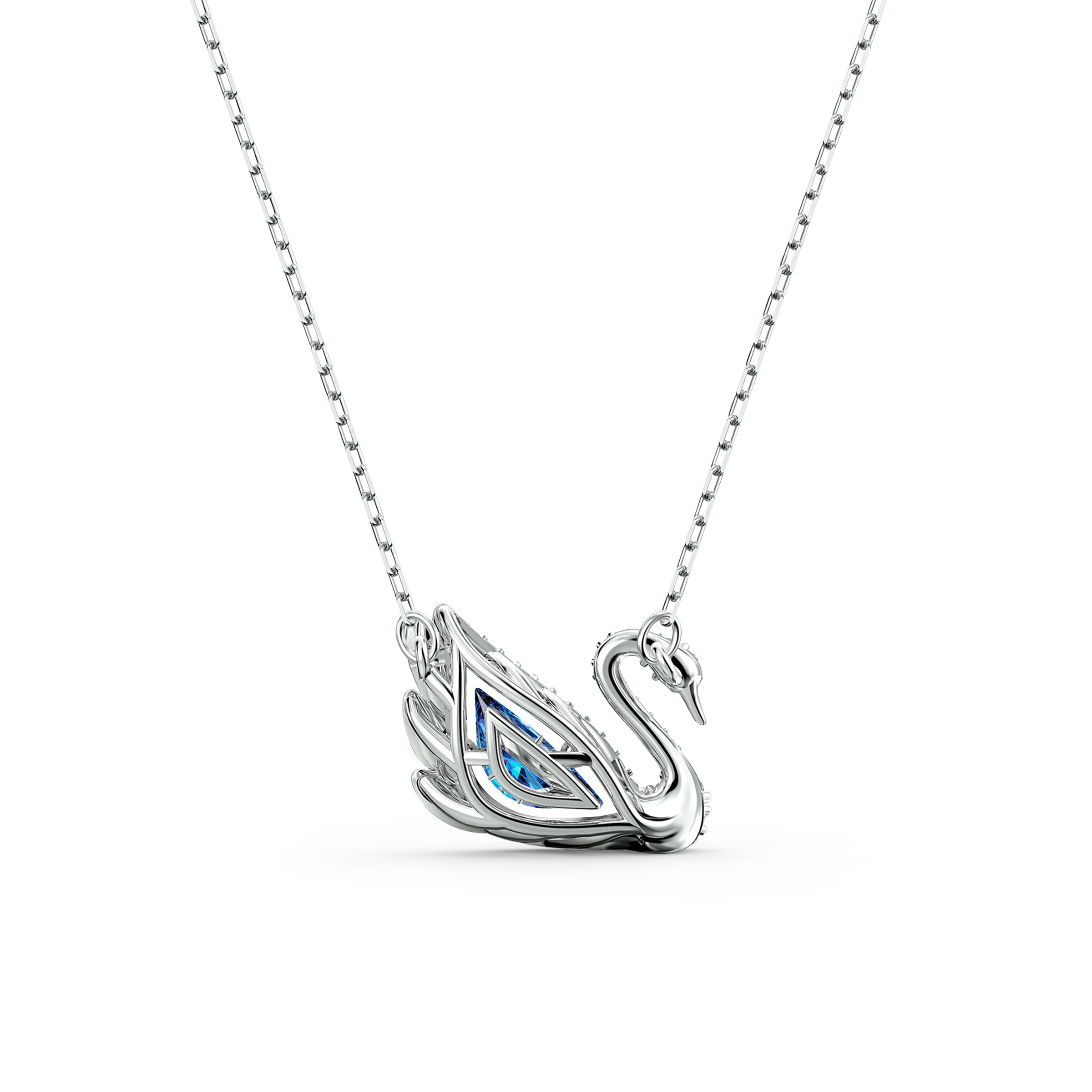 Swarovsk 5533397 Swan Necklace, Swan, Blue, Rhodium Plated