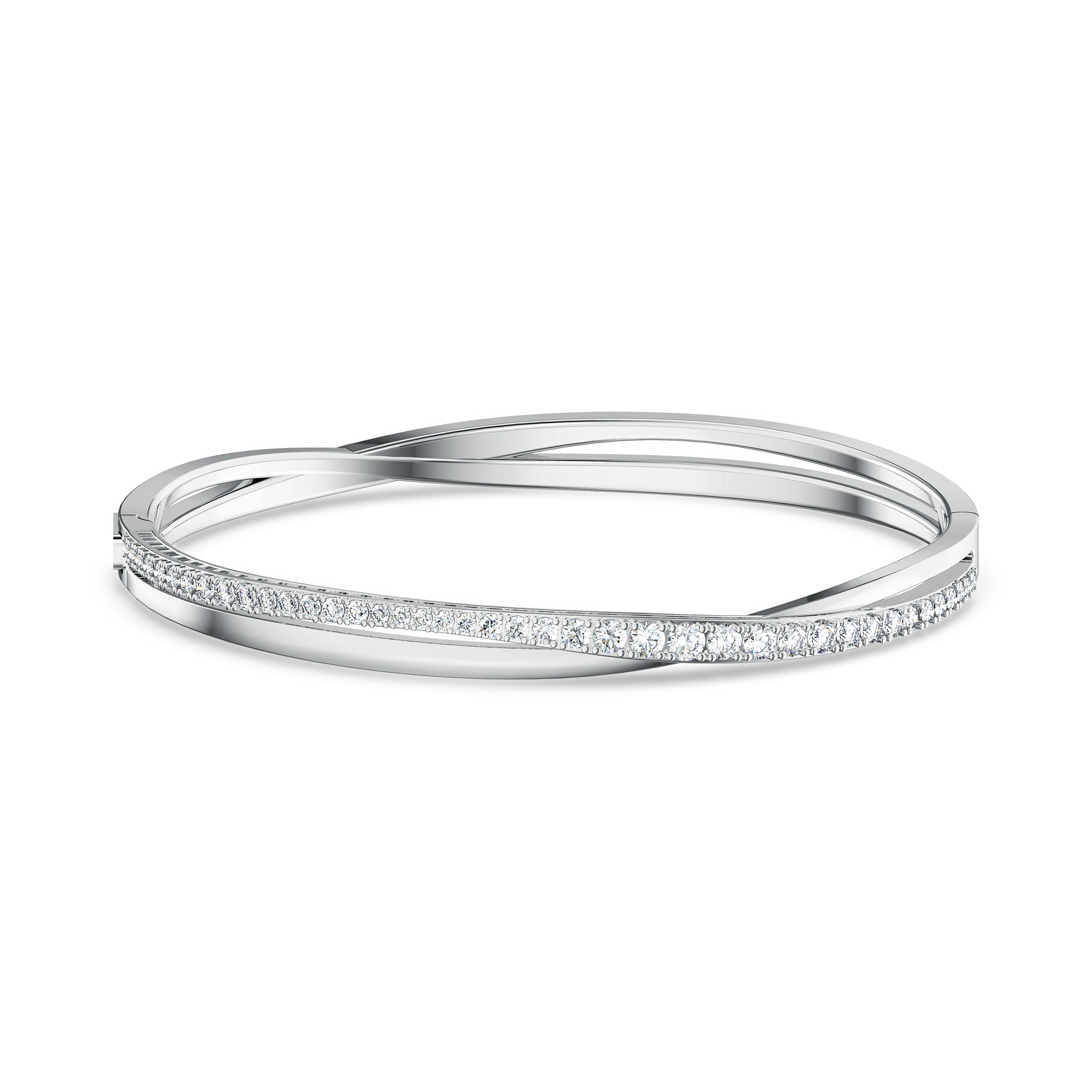 Swarovsk 5565210 Hyperbola bangle, White, Rhodium plated