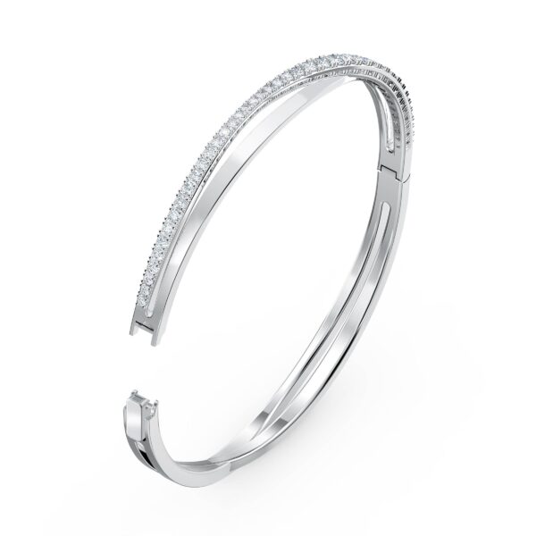 Swarovski Hyperbola Bangle, White, Rhodium Plated - Image 2