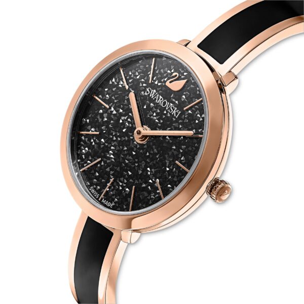 Swarovski Crystalline Delight Watch, Swiss Made, Metal Bracelet, Black, Rose Gold-tone Finish - Image 4