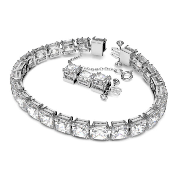 Swarovski Matrix Tennis Bracelet, Square Cut, Small, White, Rhodium Plated - Image 2