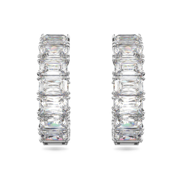 Swarovski Matrix hoop earrings, Octagon cut, White, Rhodium plated - Image 2