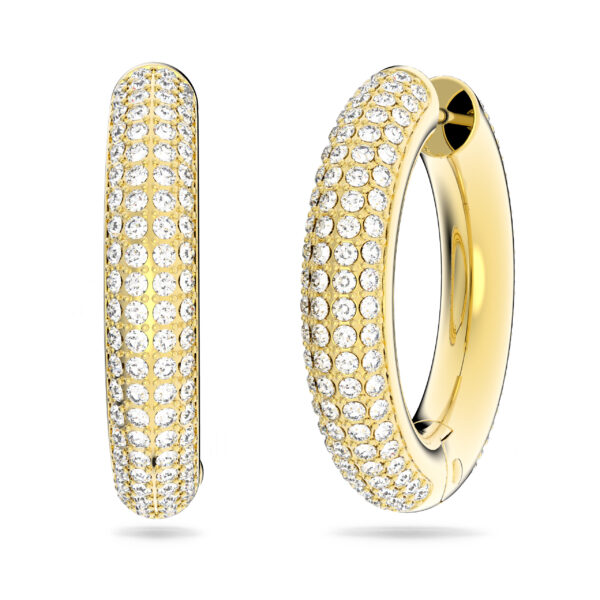 Swarovski Dextera Hoop Earrings, Medium, White, Gold-tone Plated - Image 2