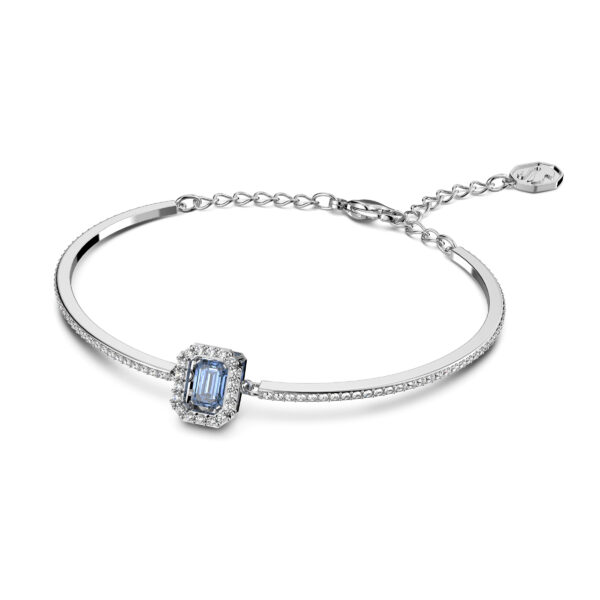 Swarovski Una bangle, Octagon cut, Pavé, Blue, Rhodium plated - Image 2