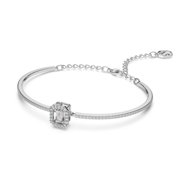 Swarovski Una Bangle, Octagon Cut, Pavé, White, Rhodium Plated - Image 2