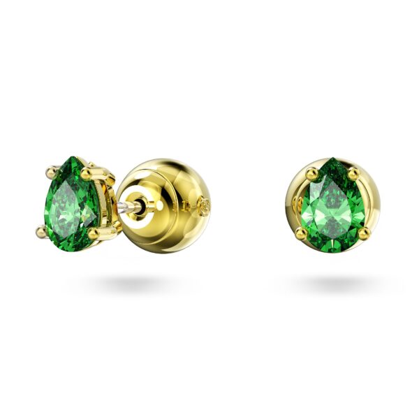 Swarovski Chroma Stud Earrings, Pear Cut, Green, Gold-Tone Plated - Image 2