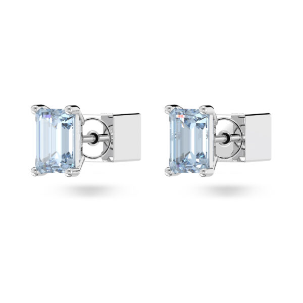 Swarovski Chroma Stud Earrings, Cushion Cut, Blue, Rhodium Plated - Image 3