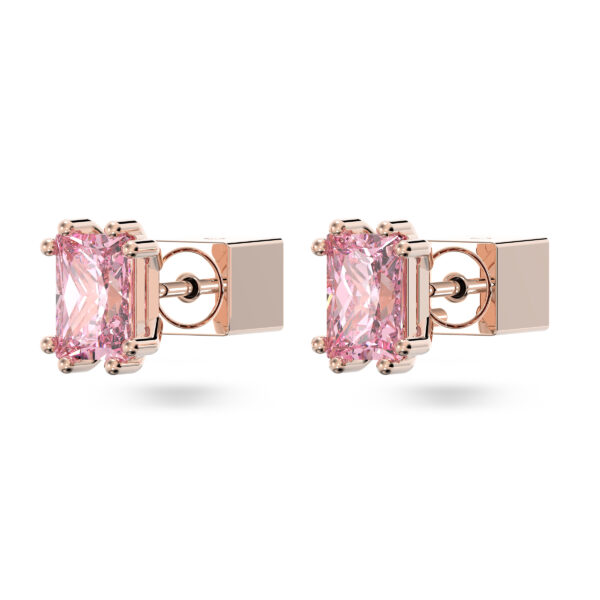 Swarovski Chroma Stud Earrings, Cushion Cut, Pink, Rose Gold-Tone Plated - Image 3