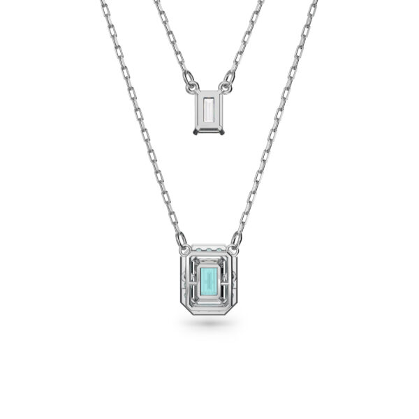 Swarovski Una Layered Necklace, Octagon Cut, Blue, Rhodium Plated - Image 4