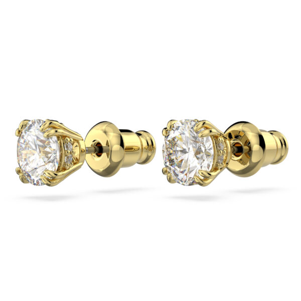 Swarovski Stilla Stud Earrings, Round Cut, White, Gold-Tone Plated - Image 3