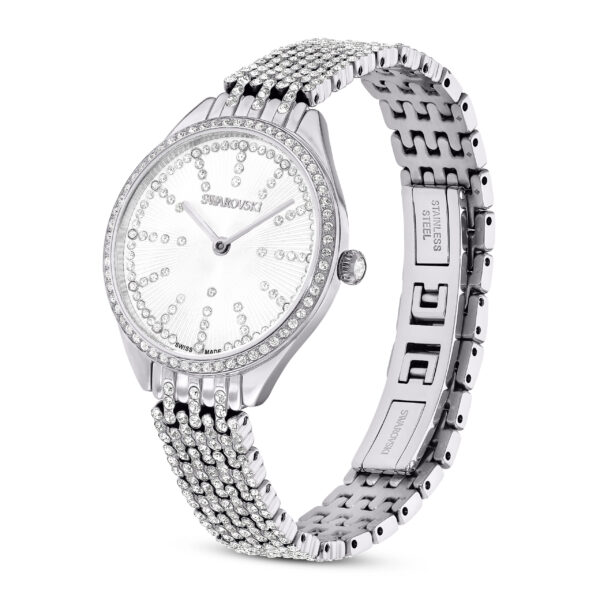 Swarovski Attract Watch, Swiss Made, Full Pavé, Crystal Bracelet, Silver Tone, Stainless Steel - Image 2