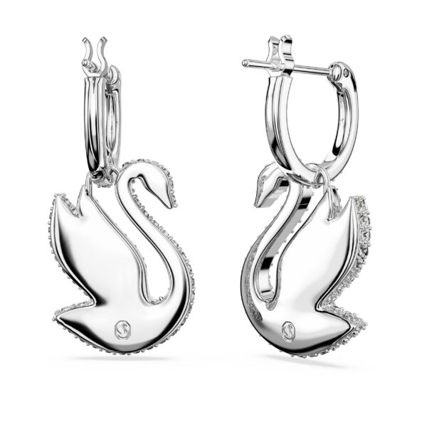 Swarovski Swan Drop Earrings, Swan, White, Rhodium Plated - Image 4