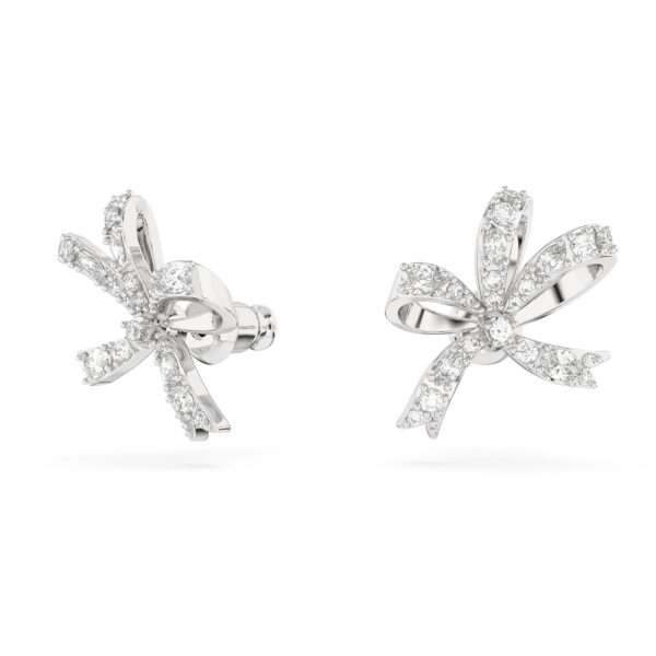 Swarovski Hyperbola Stud Earrings, Bow, Small, White, Rhodium Plated - Image 2