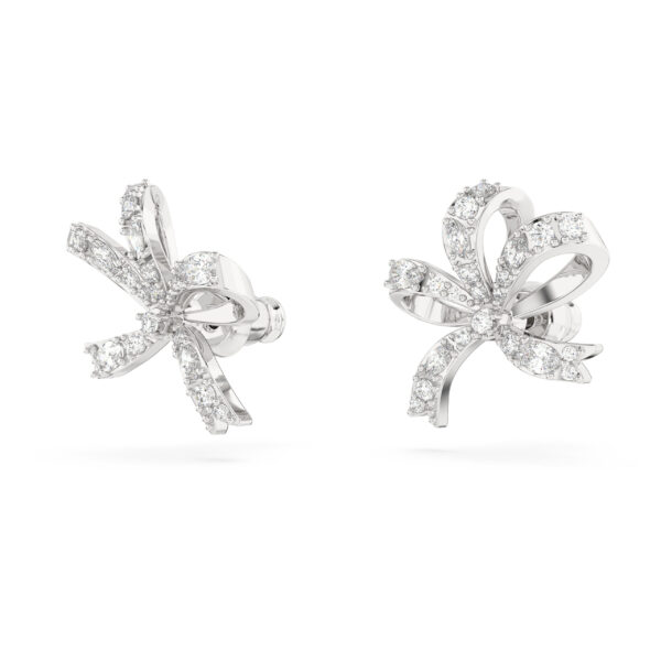 Swarovski Hyperbola Stud Earrings, Bow, Small, White, Rhodium Plated - Image 3