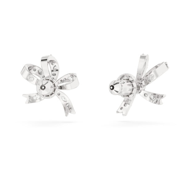 Swarovski Hyperbola Stud Earrings, Bow, Small, White, Rhodium Plated - Image 4