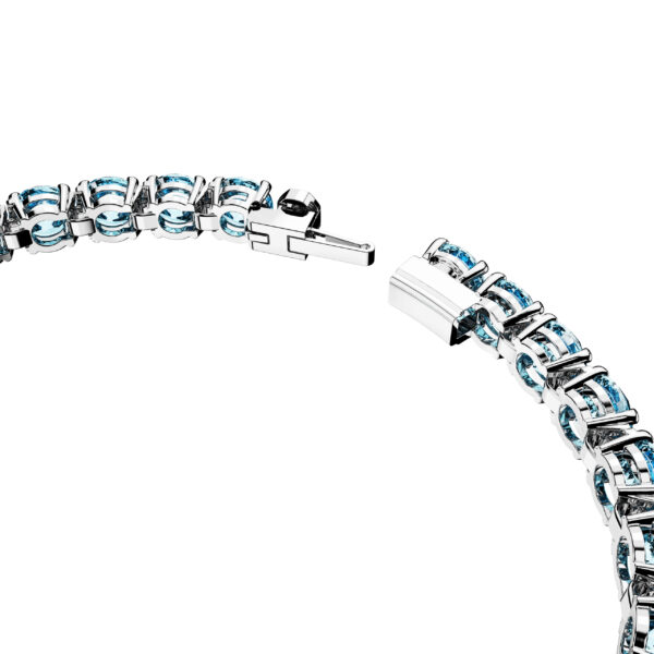 Swarovski Matrix Tennis Bracelet, Round Cut, Blue, Rhodium Plated - Image 3