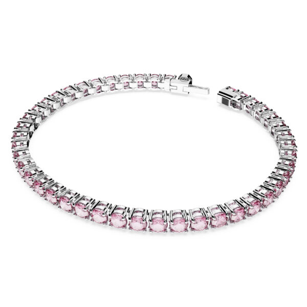 Swarovski Matrix Tennis bracelet, Round cut, Pink, Rhodium plated - Image 2