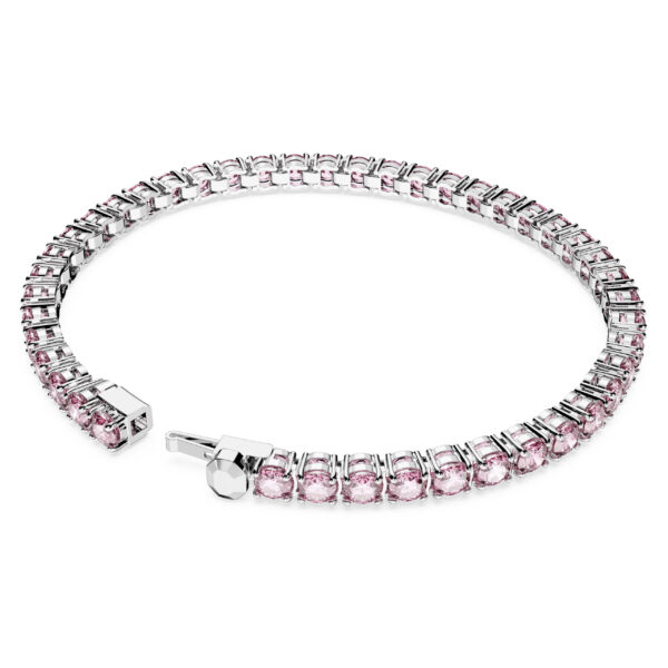 Swarovski Matrix Tennis bracelet, Round cut, Pink, Rhodium plated - Image 4