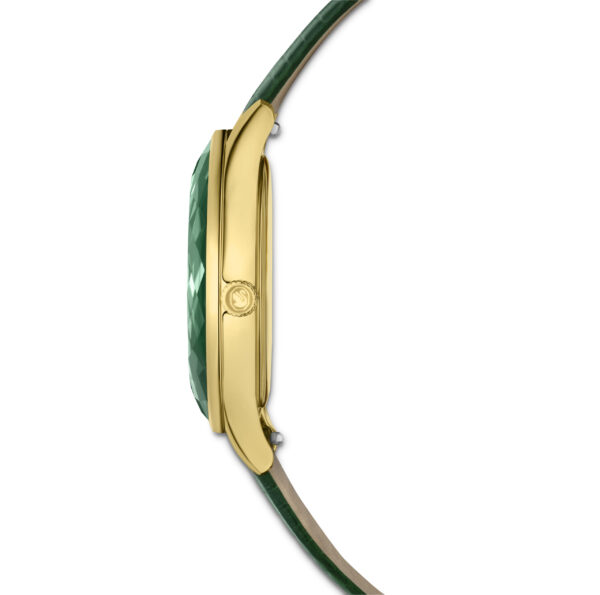 Swarovski Octea Nova Watch, Swiss Made, Leather Strap, Green, Gold-Tone Finish - Image 6