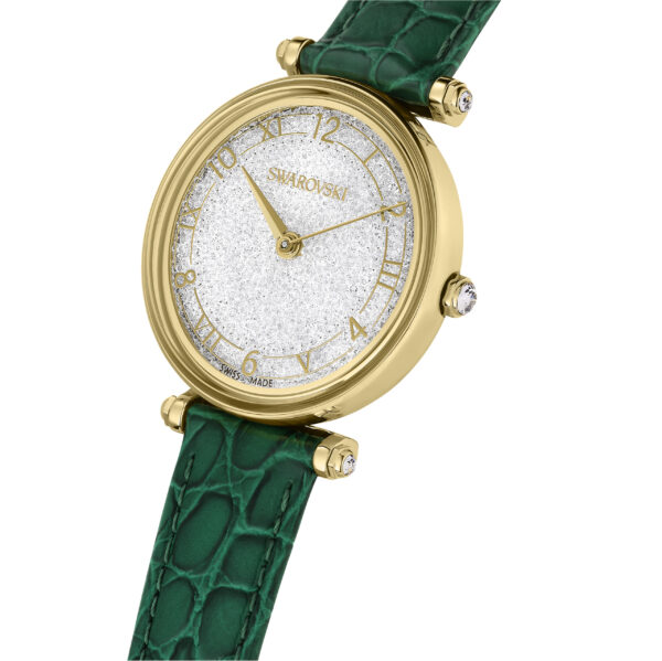 Swarovski Crystalline Wonder Watch, Swiss Made, Leather Strap, Green, Gold-Tone Finish - Image 4