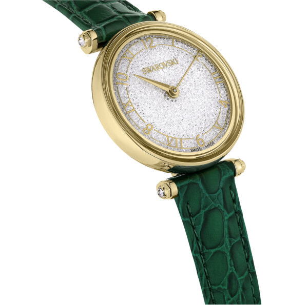 Swarovski Crystalline Wonder Watch, Swiss Made, Leather Strap, Green, Gold-Tone Finish - Image 5