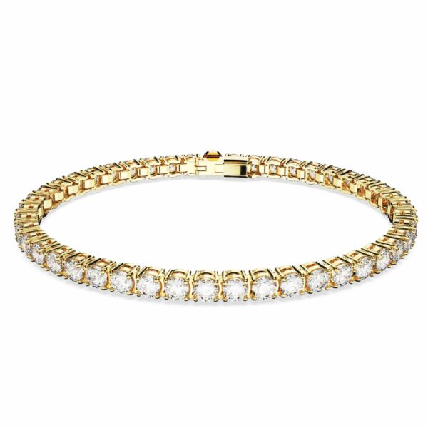 Swarovski Matrix Tennis Bracelet, Round Cut, White, Gold-Tone plated