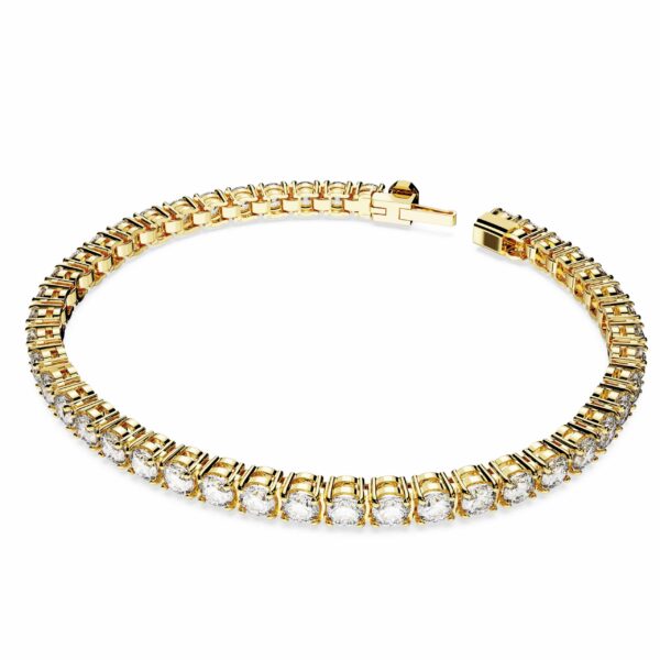 Swarovski Matrix Tennis Bracelet, Round Cut, White, Gold-Tone plated - Image 4