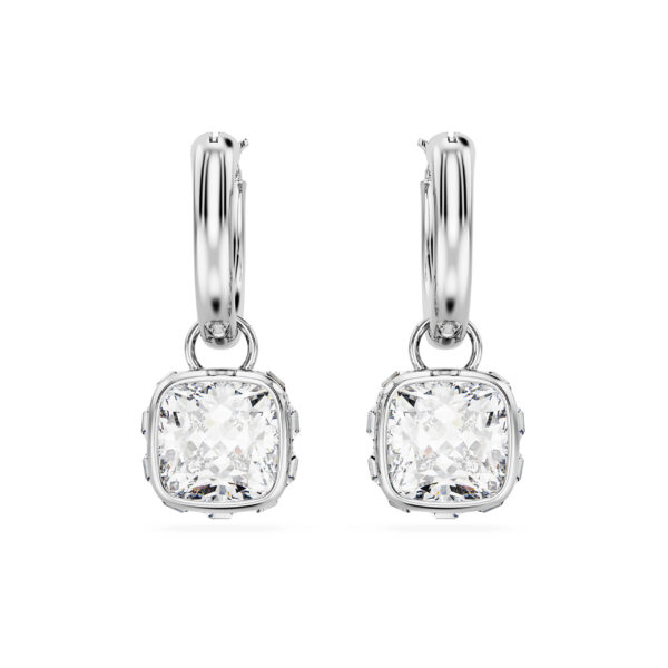 Swarovski Chroma drop earrings, Square cut, White, Rhodium plated - Image 2