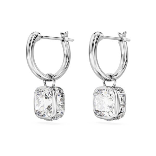 Swarovski Chroma drop earrings, Square cut, White, Rhodium plated - Image 3