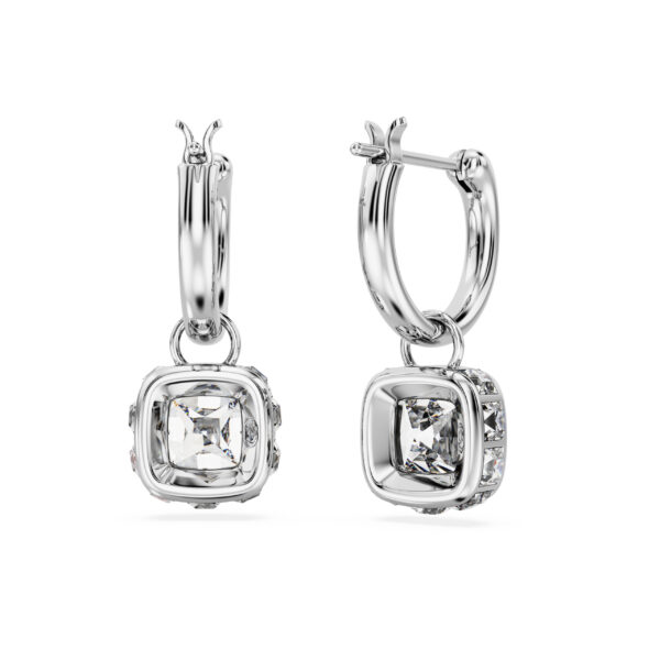 Swarovski Chroma drop earrings, Square cut, White, Rhodium plated - Image 4