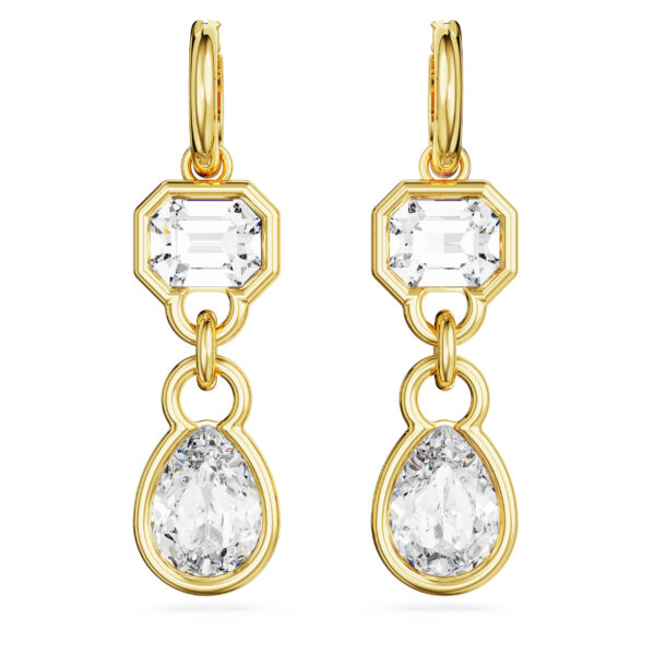 Swarovski Imber drop earrings, Mixed cuts, White, Gold-tone plated - Image 2