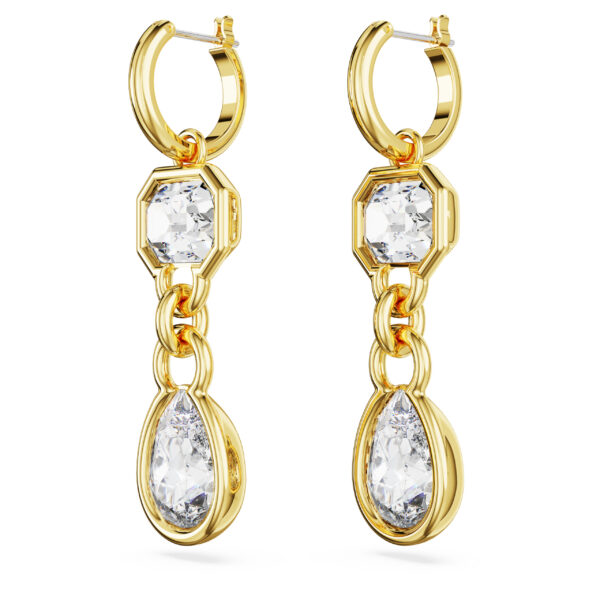 Swarovski Imber drop earrings, Mixed cuts, White, Gold-tone plated - Image 3