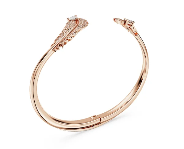 Swarovski Idyllia bangle, Feather, White, Rose gold-tone plated - Image 3