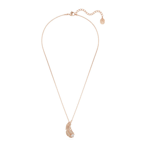 Swarovski Idyllia pendant, Feather, White, Rose gold-tone plated - Image 2