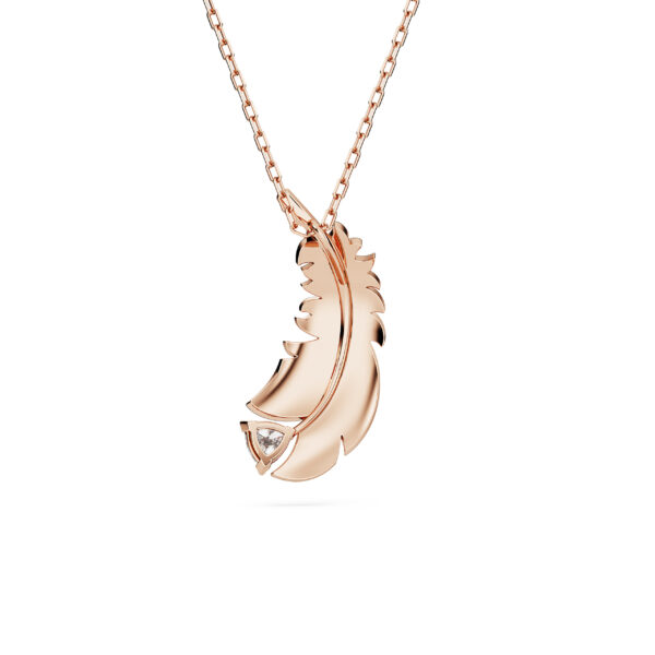 Swarovski Idyllia pendant, Feather, White, Rose gold-tone plated - Image 4