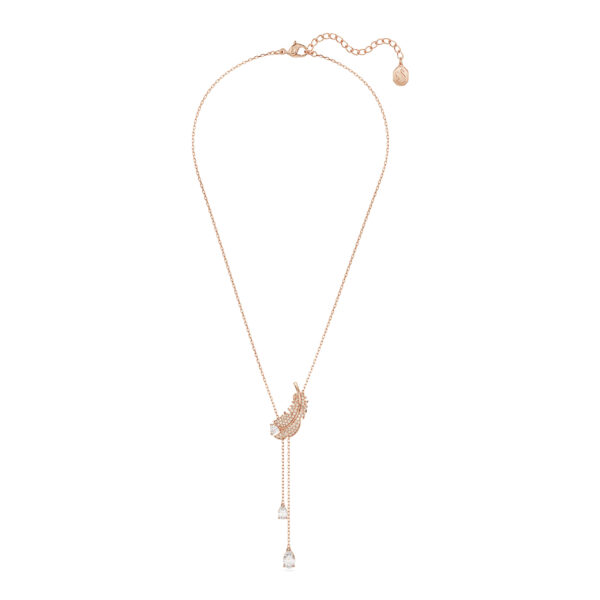 Swarovski Idyllia Y pendant, Feather, White, Rose gold-tone plated - Image 2