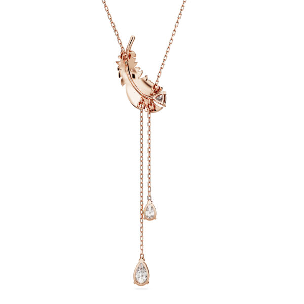 Swarovski Idyllia Y pendant, Feather, White, Rose gold-tone plated - Image 4