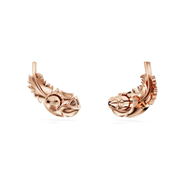 Swarovski Idyllia stud earrings, Feather, White, Rose gold-tone plated - Image 4