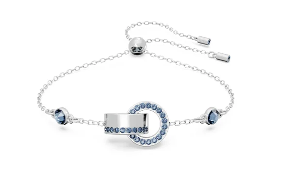 Swarovski Dextera bracelet, Interlocking loop, Blue, Rhodium plated