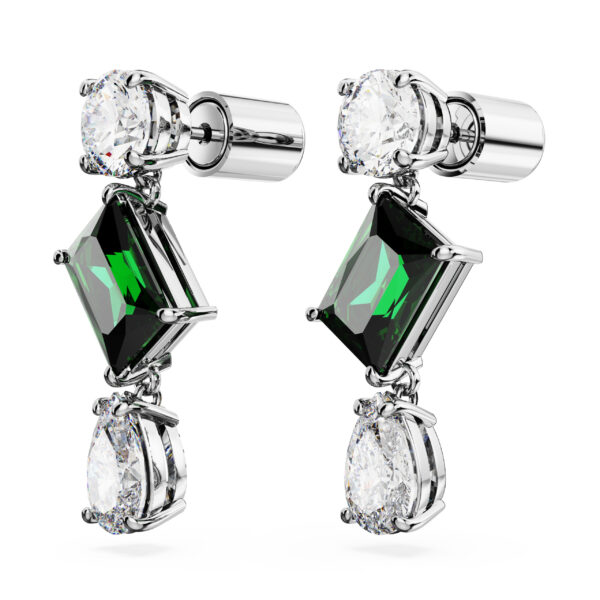 Swarovski Mesmera drop earrings, Mixed cuts, Green, Rhodium plated - Image 3