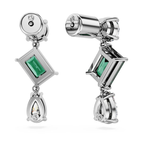 Swarovski Mesmera drop earrings, Mixed cuts, Green, Rhodium plated - Image 4