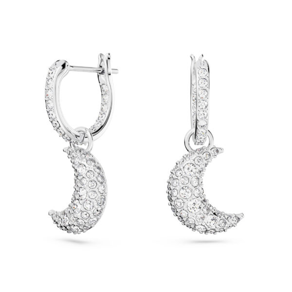 Swarovski Sublima drop earrings, Moon, White, Rhodium plated