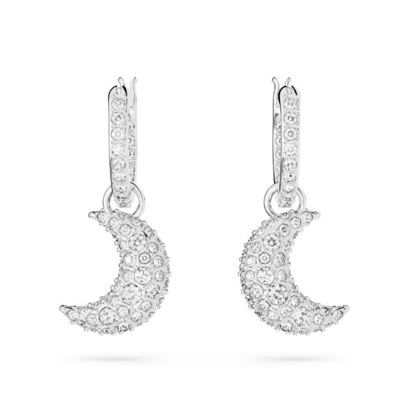 Swarovski Sublima drop earrings, Moon, White, Rhodium plated - Image 2