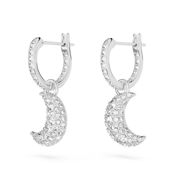 Swarovski Sublima drop earrings, Moon, White, Rhodium plated - Image 3